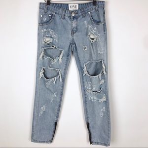 One Teaspoon Trashed Freebirds Jeans Distressed